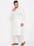 Vastramay Men's Plus Size White Silk Blend Kurta Pyjama Set